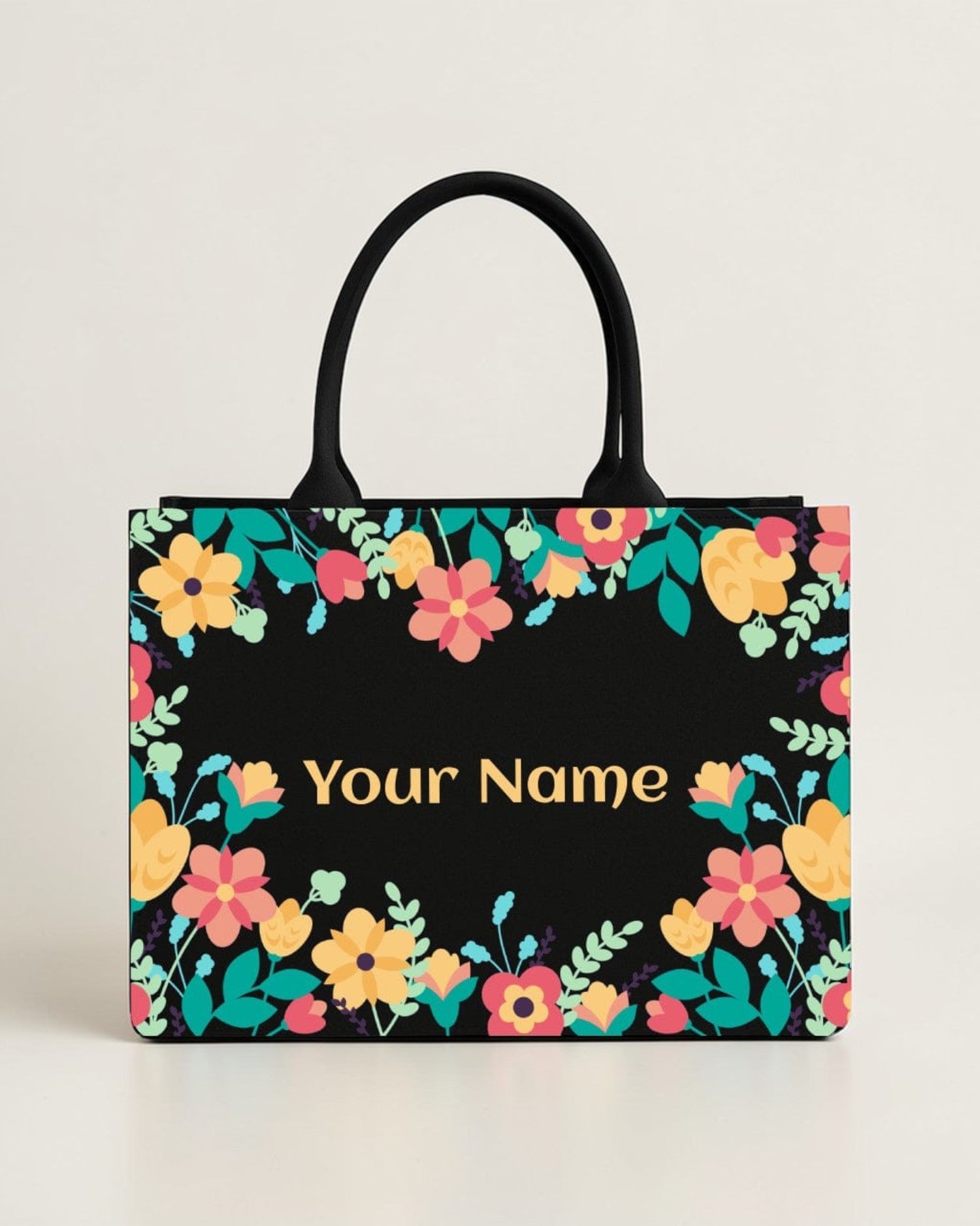 Personalised Floral Tote Bag with Name | Custom Flower Canvas Handbag for Women | Stylish Gift for Girls | Nixa Style