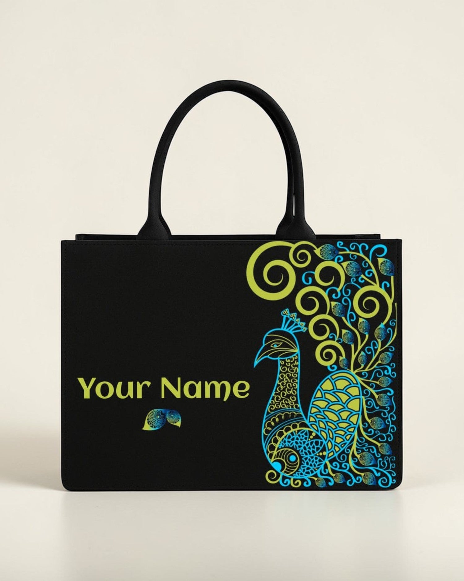 Customised Peacock Design Tote Bag with Name | Personalized Canvas Tote Bag for Women | Stylish Peacock Handbag – Nixa Style