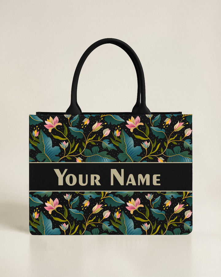 Customised Leaf Tote Bag with Name | Personalized Canvas Tote Bag for Women | Eco Stylish Bag – Nixa Style