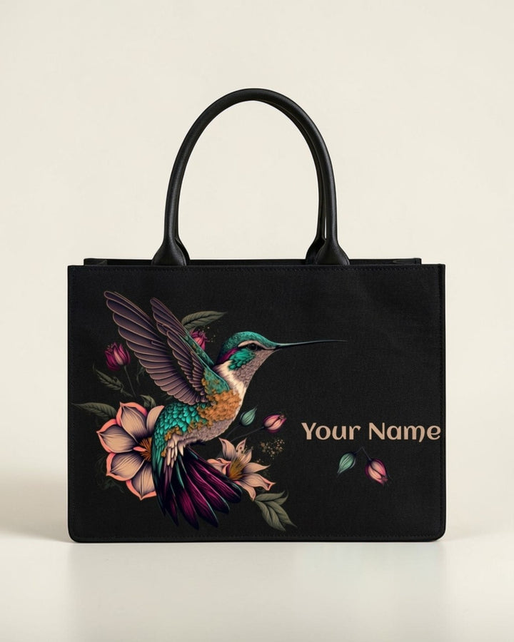 Customised Hummingbird Canvas Tote Bag with Name | Personalized Tote Bag for Women | Nixa Style