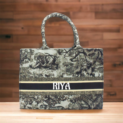 Customized Zoo Print  Canvas Tote Bag