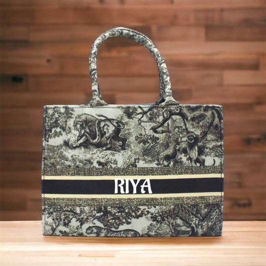 Customized Zoo Print  Canvas Tote Bag
