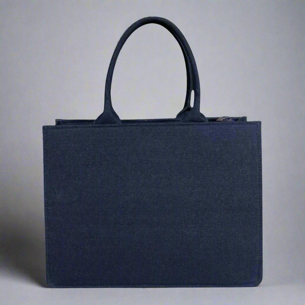 Customized Denim Floral Garden Tote Bag