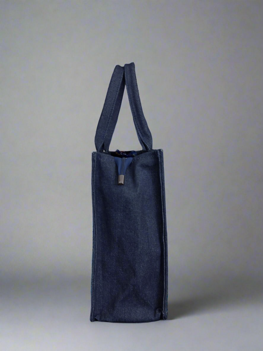 Customized Denim Floral Garden Tote Bag