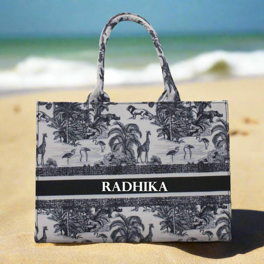 Customized Giraffe Canvas Tote Bag