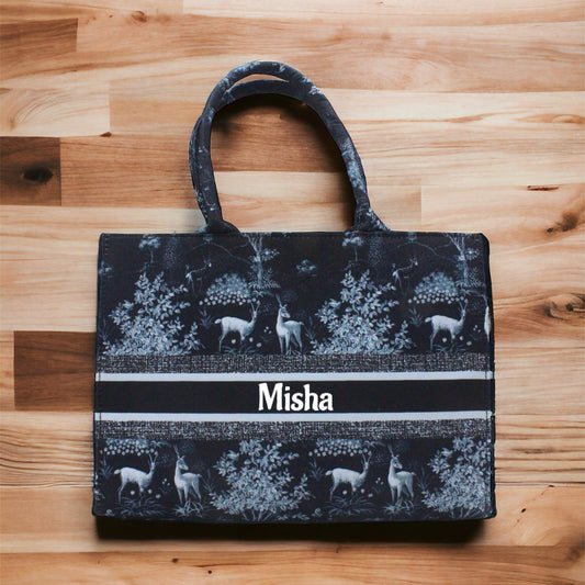 Customized Winter Deer Canvas Tote Bag