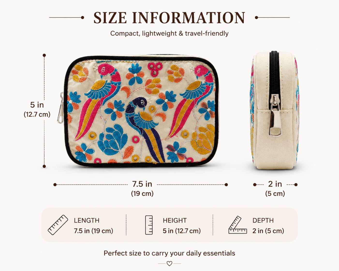 NixaStyle Navratri Special Embroidered Sling Bag for Women | Ethnic Peacock & Floral Embroidery Crossbody Waist Bag | Compact Festival Purse for Garba, Dandiya & Travel