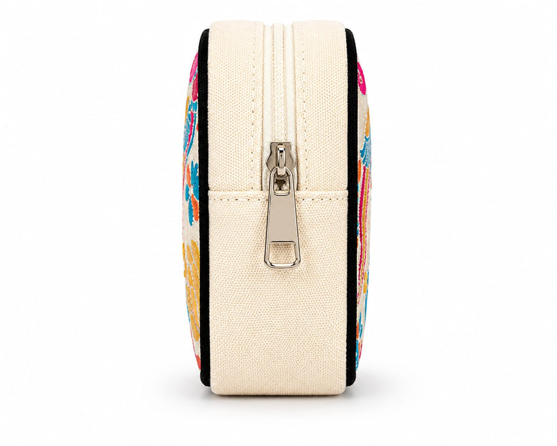 NixaStyle Navratri Special Embroidered Sling Bag for Women | Ethnic Peacock & Floral Embroidery Crossbody Waist Bag | Compact Festival Purse for Garba, Dandiya & Travel