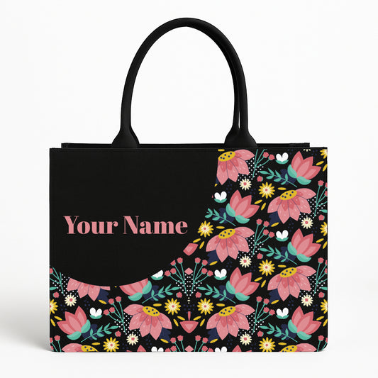 Customized  Colorful Lotus Canvas Tote bag