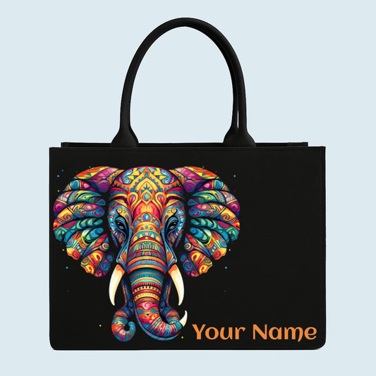 Customised ColourFul Elephant Face Canvas Tote bag