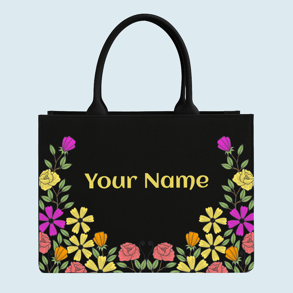 Customised Canvas Flower Print Tote bag