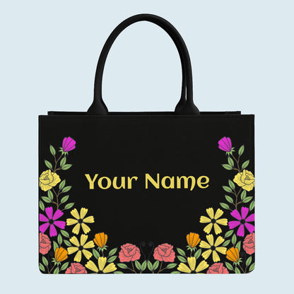 Customised Canvas Flower Print Tote bag