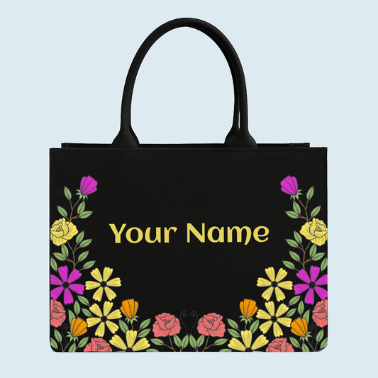 Customised Canvas Flower Print Tote bag