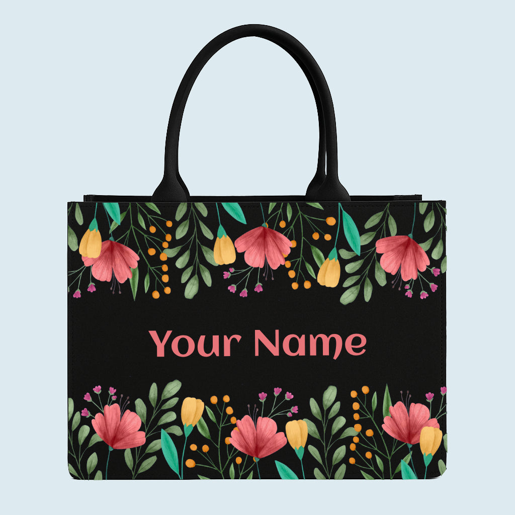 Customised Canvas Flowers Beauty Tote bag