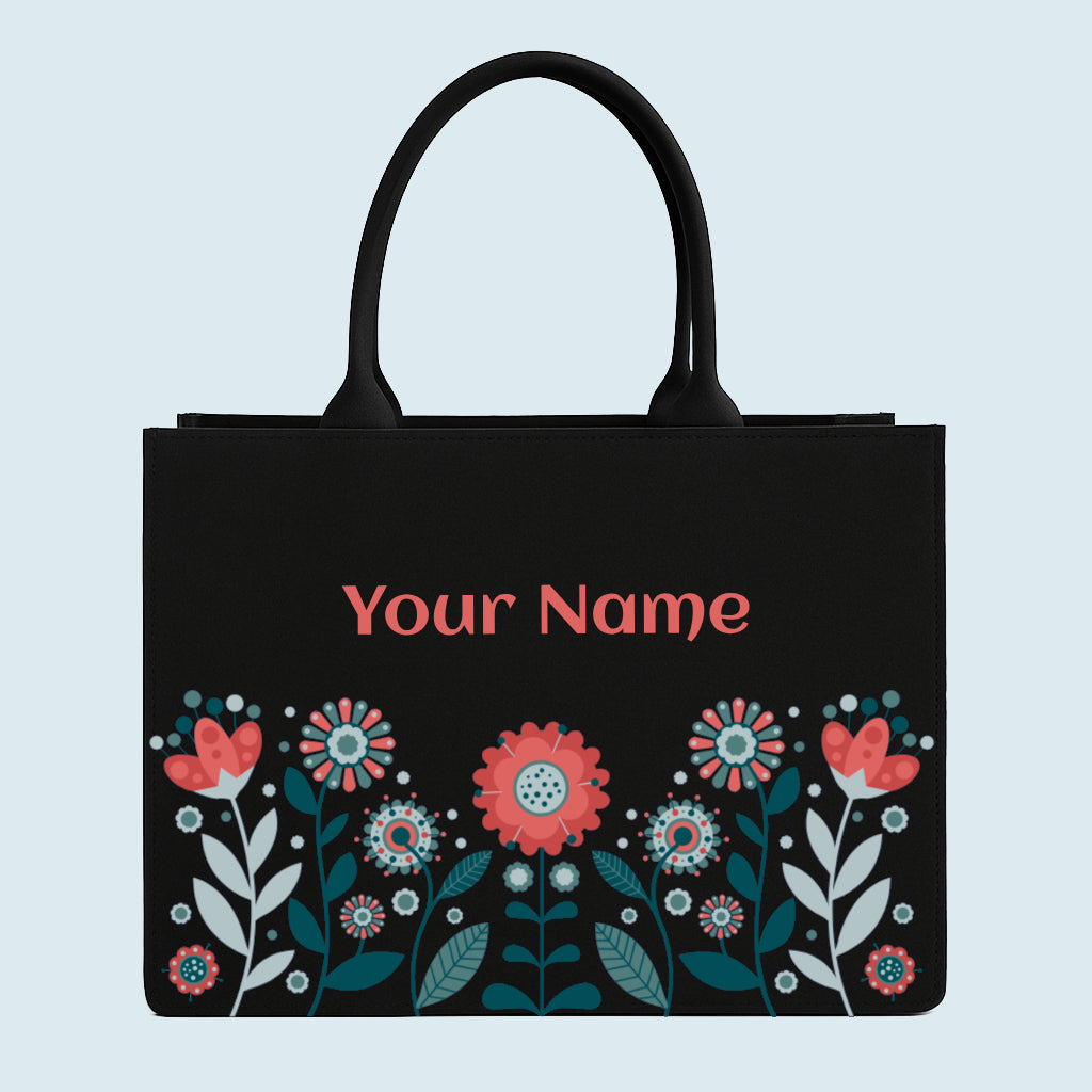 Customized  Tote Bag With Rising Flower Pattern