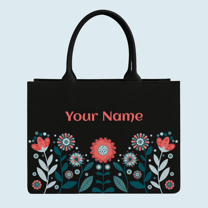 Customized  Tote Bag With Rising Flower Pattern