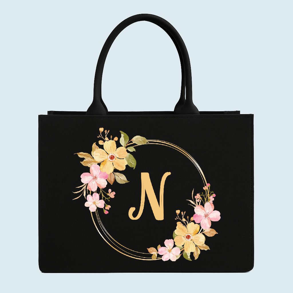 Customised Canvas Flowers Initial Tote bag