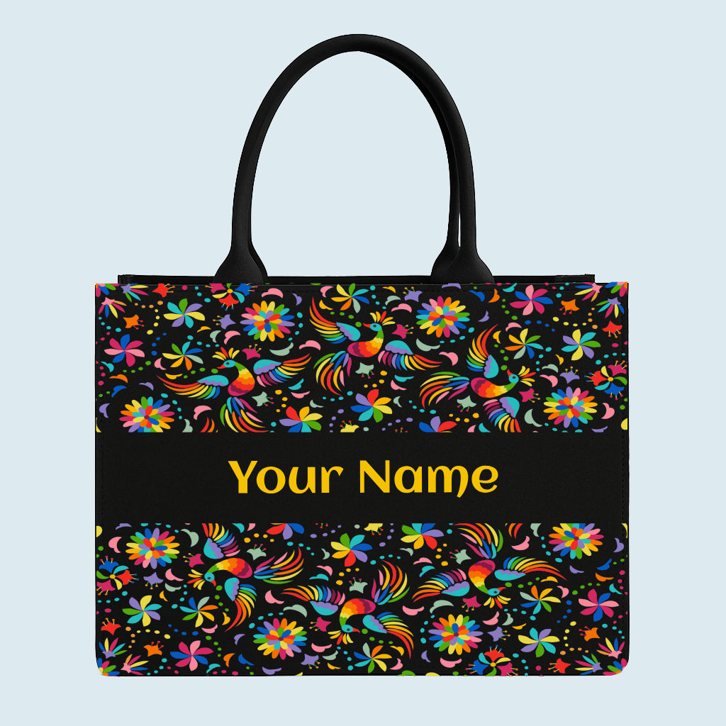 Customised Canvas Beautiful Rainbow colour Birds Floral  Tote bag
