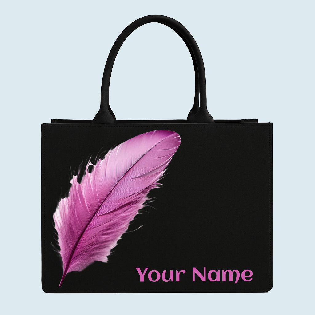Customised Pink Leaf Canvas Tote Bag