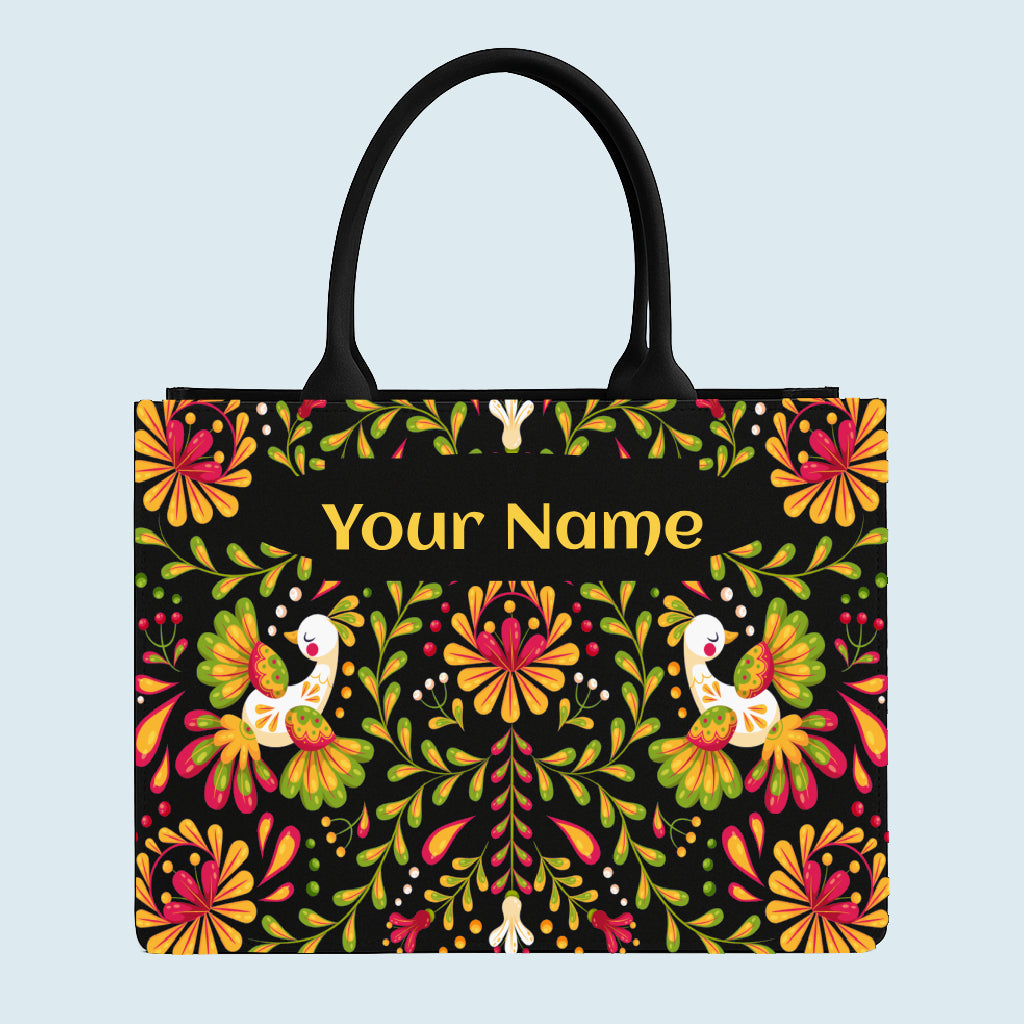 Customised  Elegance Floral Canvas Tote bag