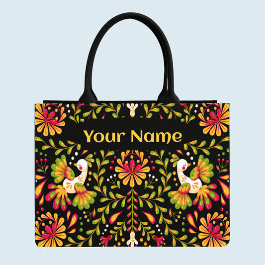 Customised  Elegance Floral Canvas Tote bag