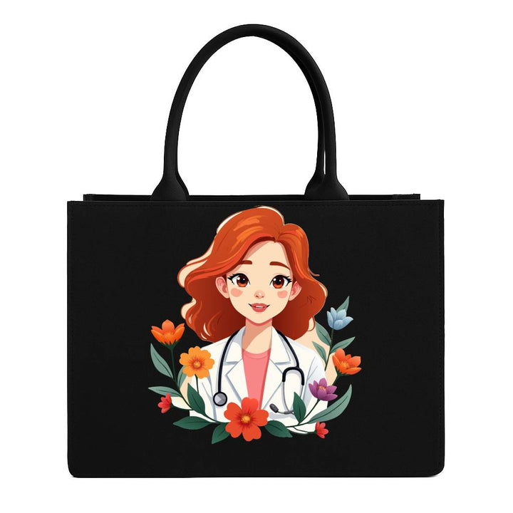 Personalised Doctor Tote Bag for Women | Custom Name Medical Tote | Gift for Doctors, Nurses & Medical Students | Premium Black Handbag