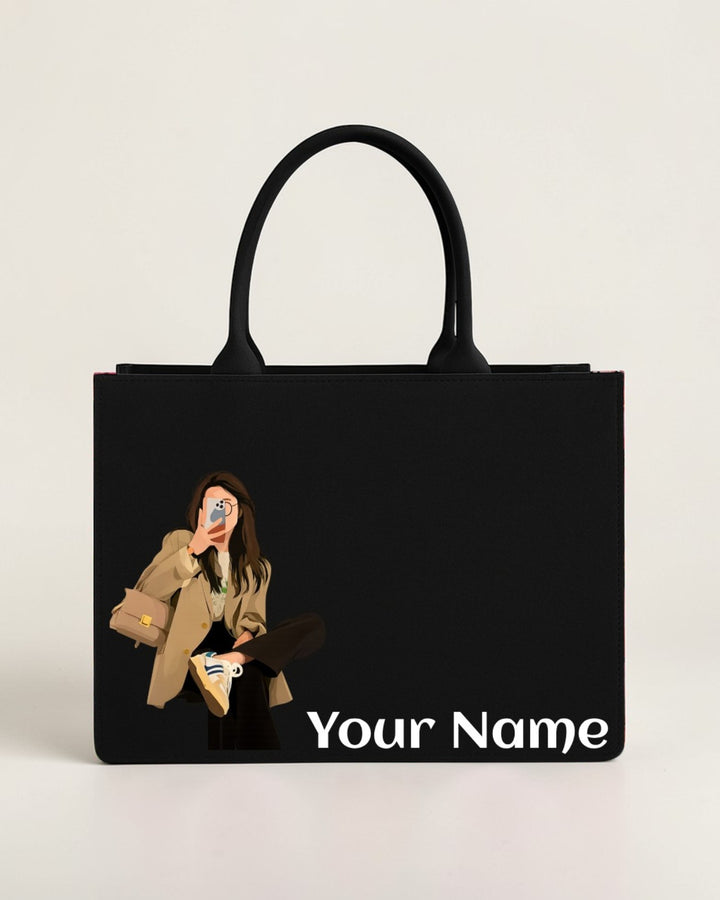 Customised Fashion Girl Tote Bag with Name | Stylish Personalized Canvas Tote Bag for Women – Nixa Style