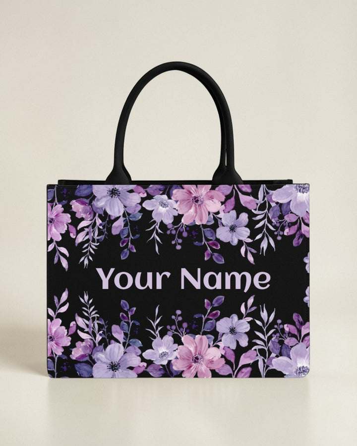 Customised Floral Name Tote Bag | Personalized Flower Canvas Tote Bag for Women | Custom Name Handbag – Nixa Style