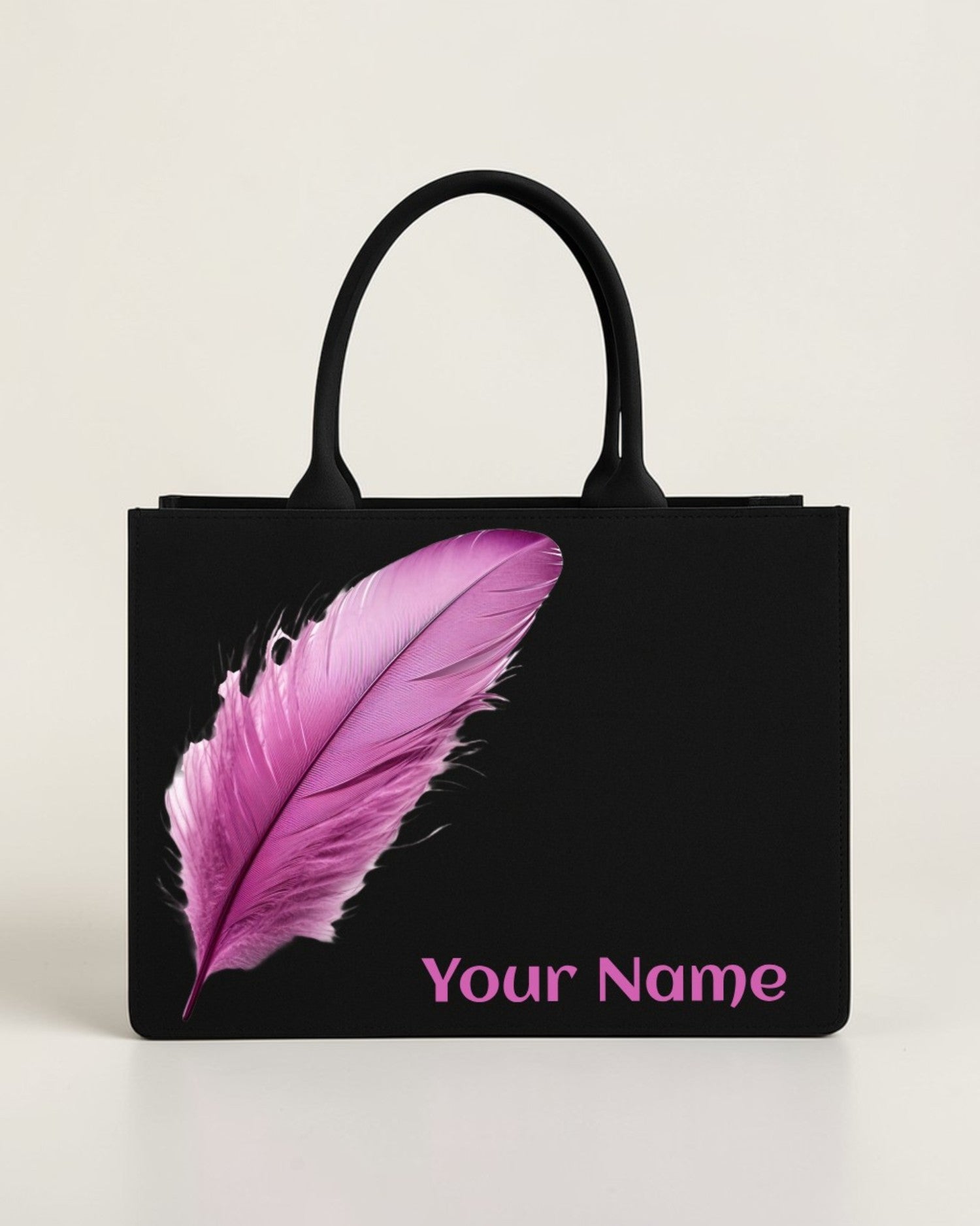 Customised Pink Leaf Canvas Tote Bag
