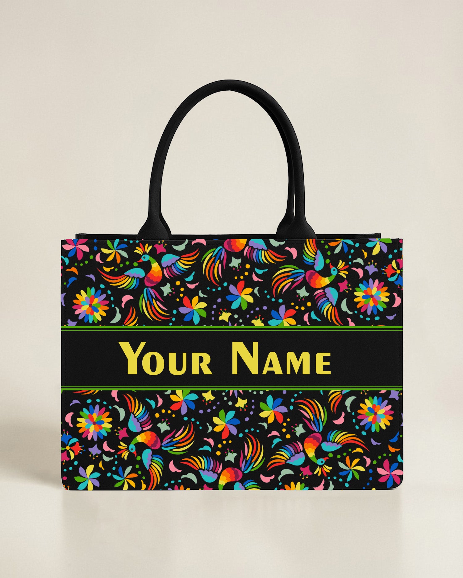 Personalised Colourful Folk Art Tote Bag with Name | Custom Boho Floral Canvas Handbag for Women | Unique Gift | Nixa Style