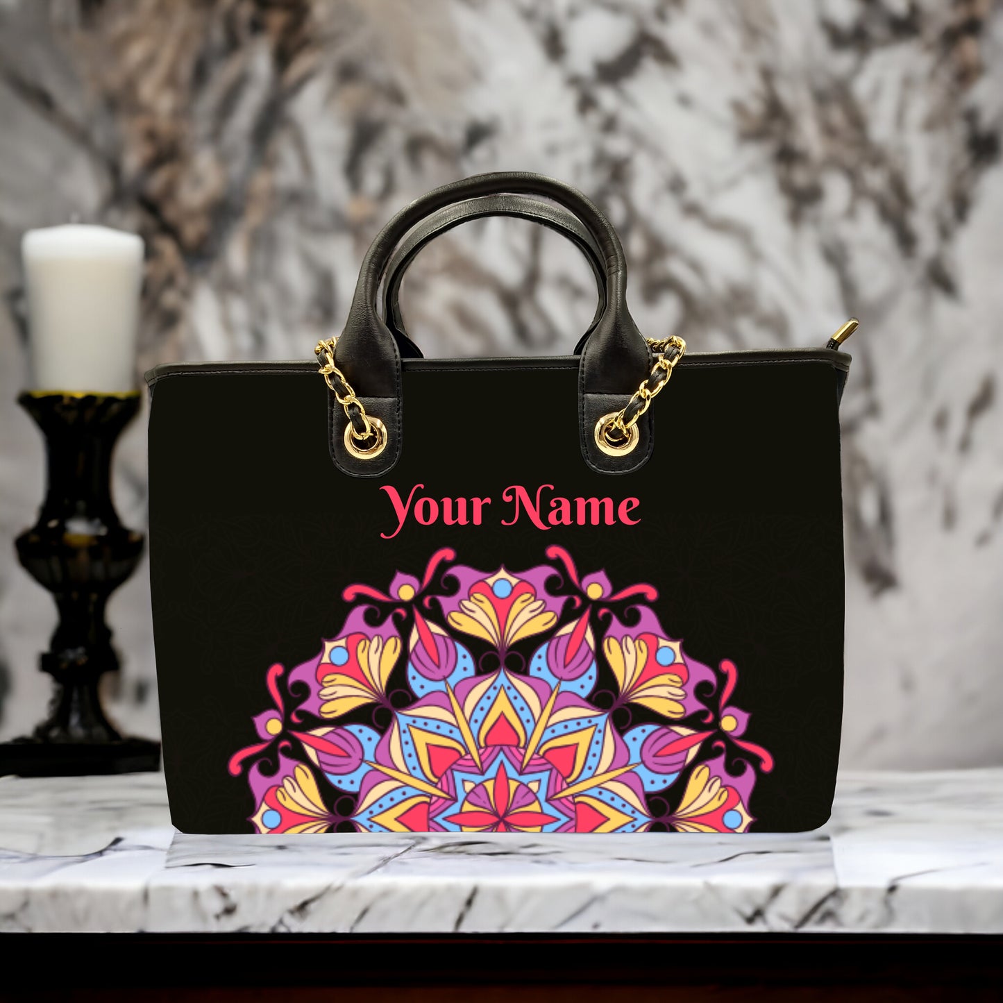 Customised Mandala Design Canvas Tote Bag