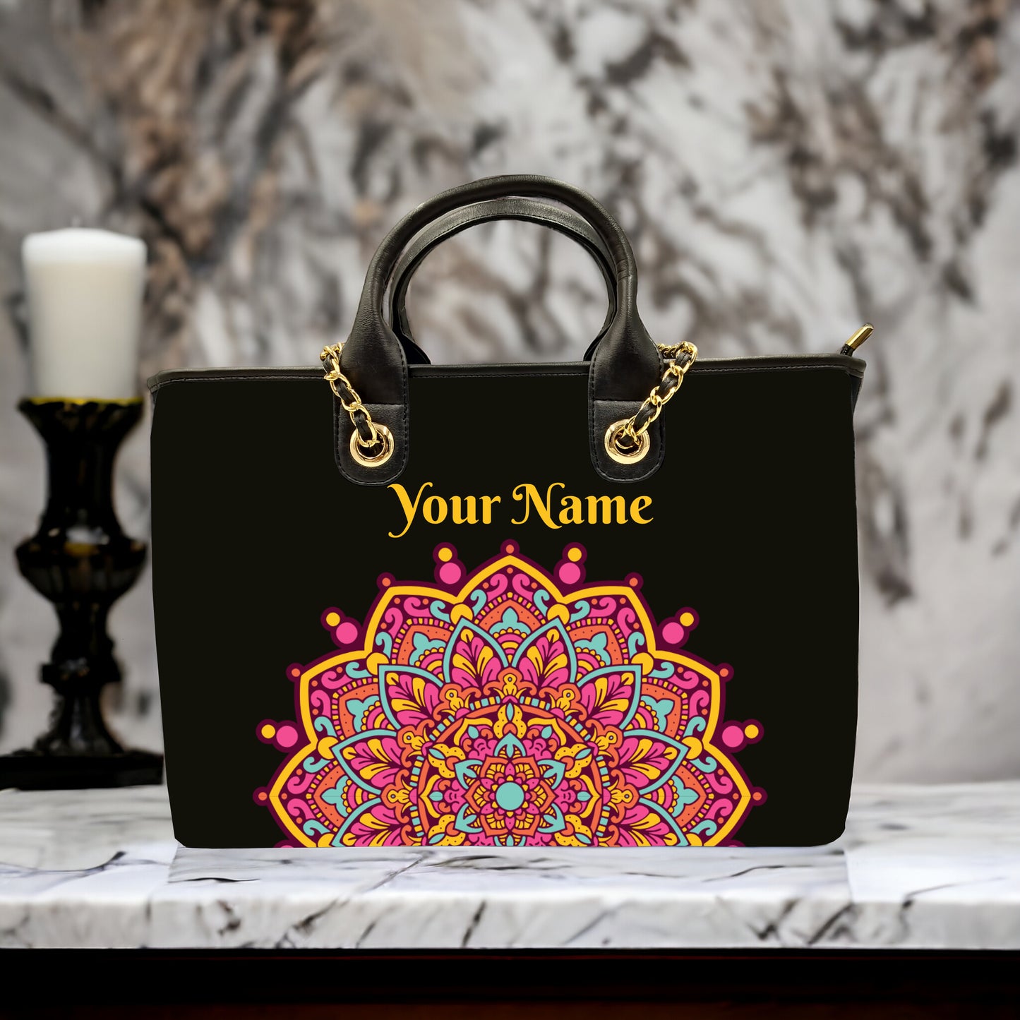 Customised Canvas Mandala Design Sling Tote Bag