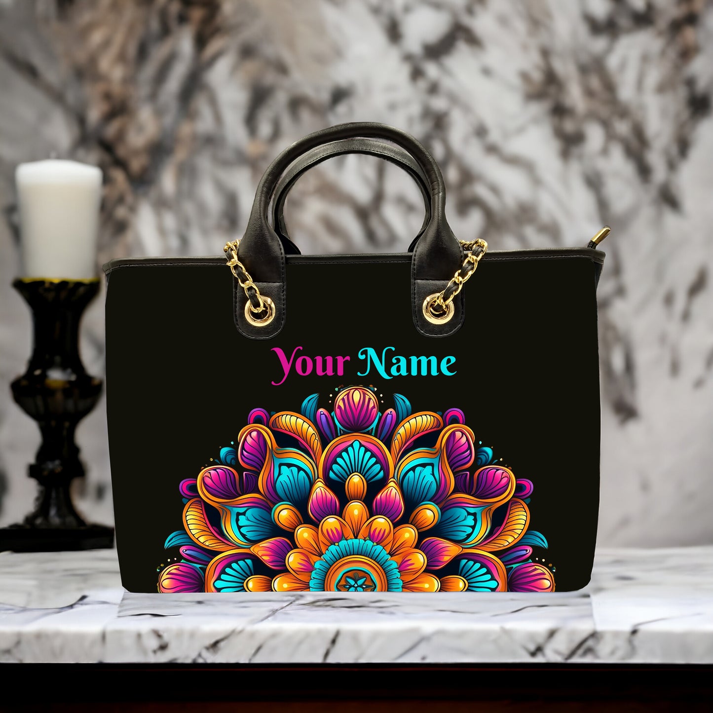 Customised Canvas Mandala Sling Bag with Name