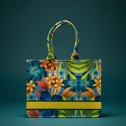 tropical floral canvas tote bag for women