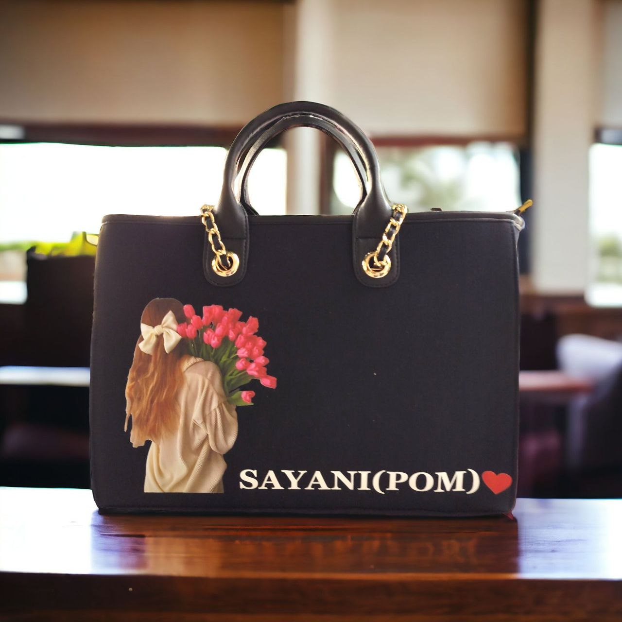 Customised canvas sling bag with photo and name by Nixa Style