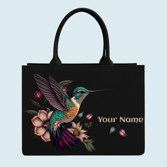 Customised hummingbird canvas tote bag with name personalised floral tote bag for women Nixa Style