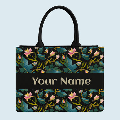 personalized leaf canvas tote bag for women Nixastyle