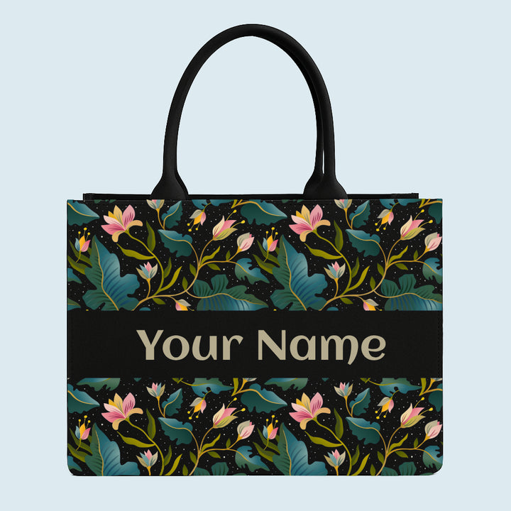 personalized leaf canvas tote bag for women Nixastyle