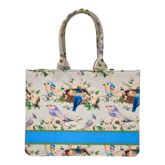 customized name bird floral tote bag
