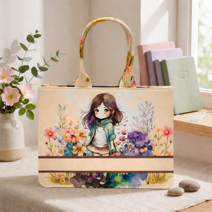 customized name cute girl tote bag