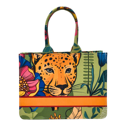 customized name leopard tote bag