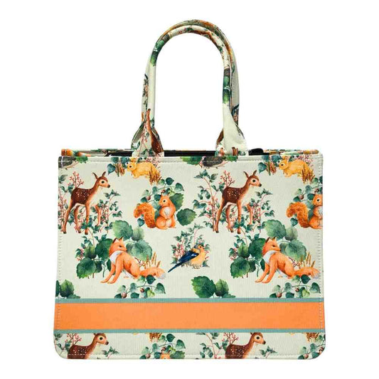 customized name woodland animal tote bag