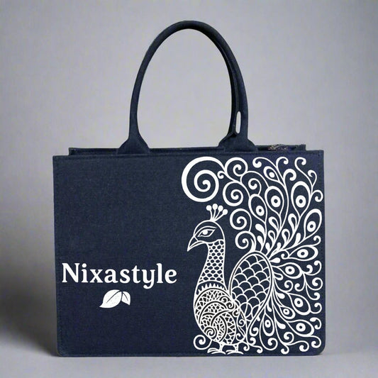 Customized Denim Peacock Tote Bag