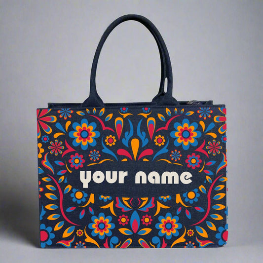 Customized Denim Mexican Tote Bag