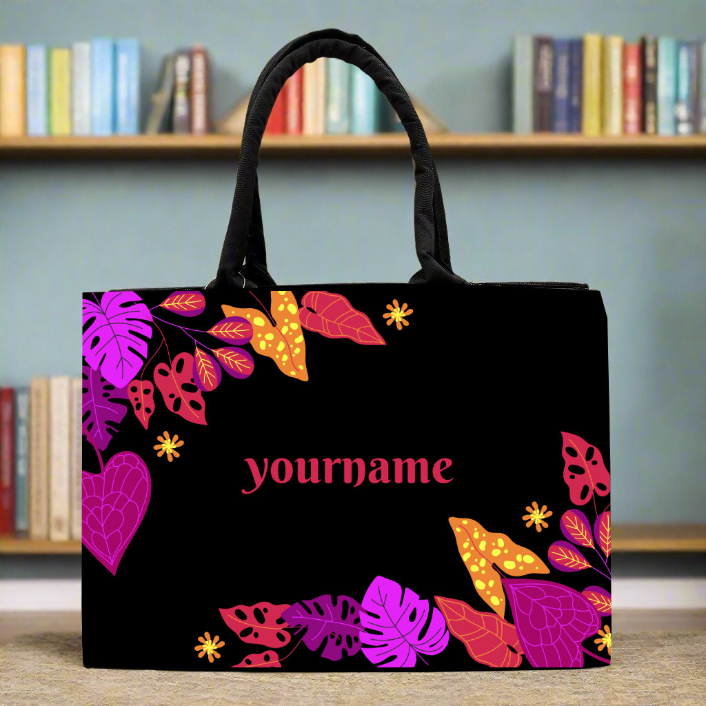Customised Colourful Leaves Canvas Tote bag