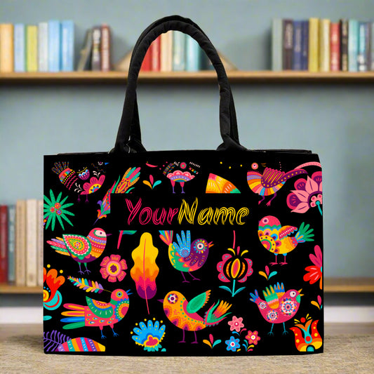 Customised Peacock Canvas Tote bag