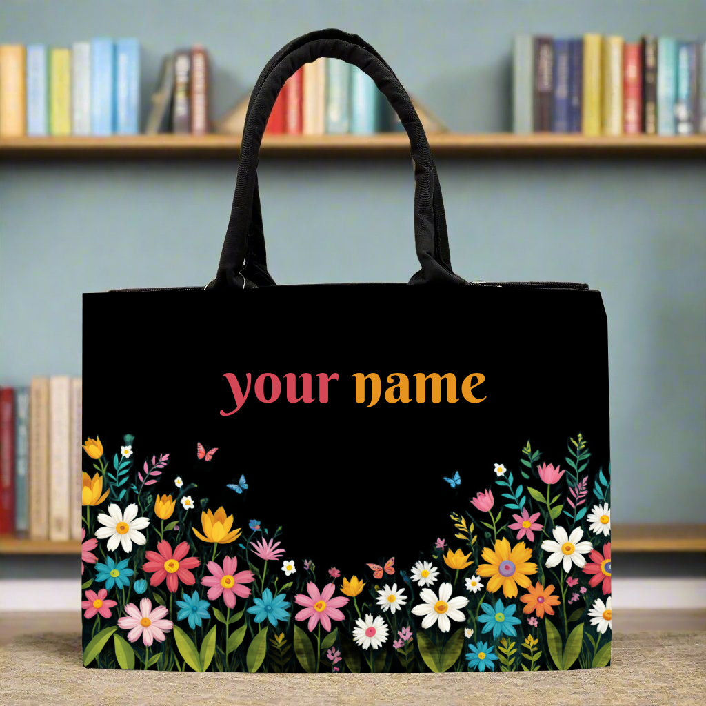 Customised Canvas Flowers Tote bag