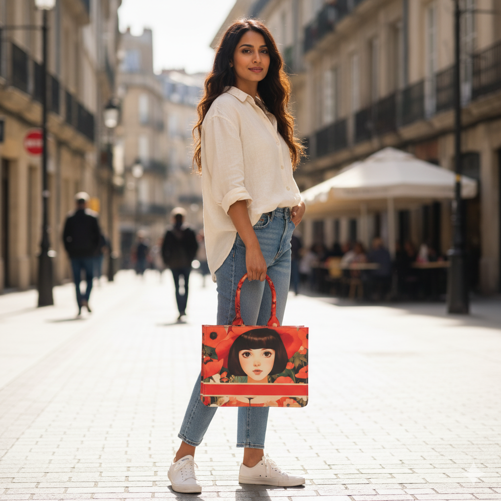 artistic canvas handbag for women