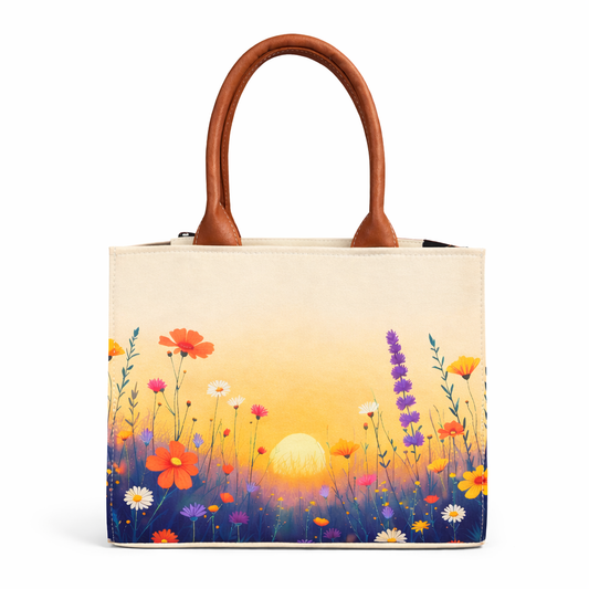 Floral canvas tote bag for women by NixaStyle