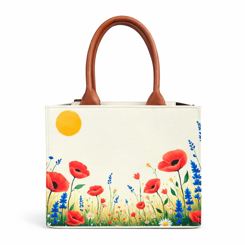 customised floral meadow tote bag with name